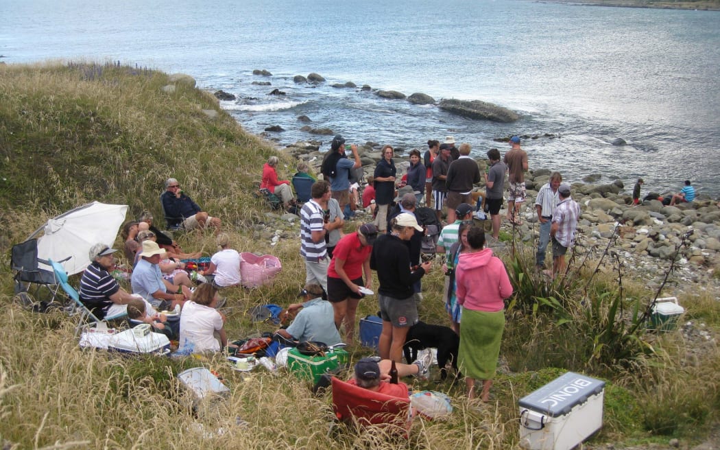 Locals at Sandy Bay prior to the November earthquake.