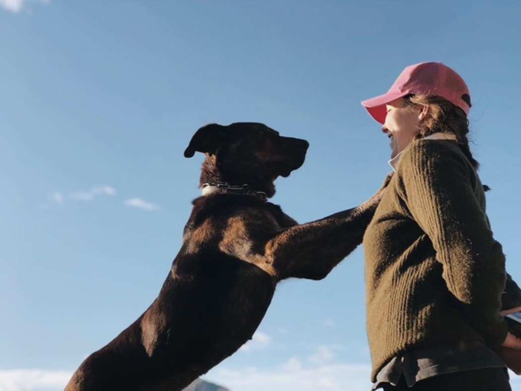 Elle Perriam, founder of the rural mental health campaign Will to Live, with mascot Jess the dog