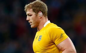 David Pocock of Australia leaves the field during the 2015 Rugby World Cup Pool A match between Australia and Wales.