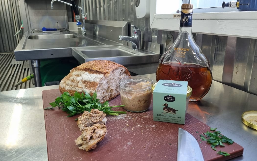 In their converted 40ft container Mikaera and Julie Te Whata presently make rillettes and pate.