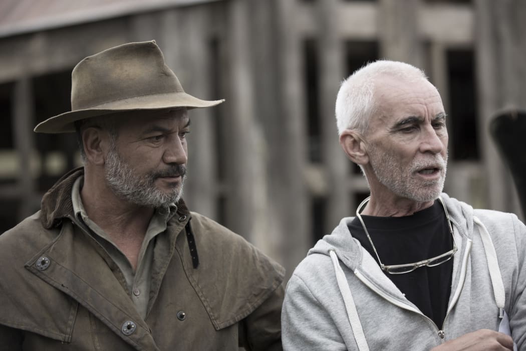 Lee Tamahori and Temuera Morrison on the set of Mahana