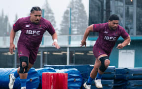 Manu Samoa players at their final training run at the Rotorua International Stadium on Friday.
