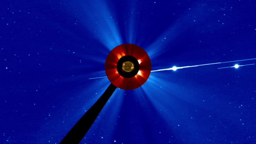 A coronal mass ejection releases from the left side of the sun in May 2024.
Mandatory Credit:	SOHO (ESA & NASA)/NASA/SDO/AIA/JHelioviewer/D. Müller via CNN Newsource