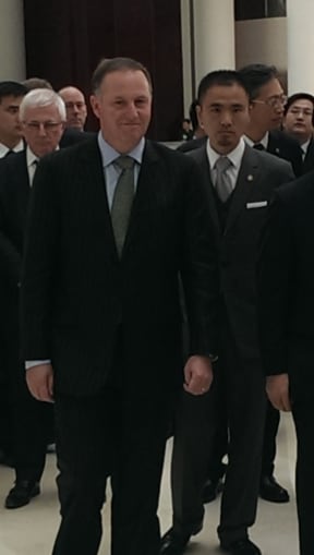 John Key, centre, visiting Beijing Automotive on Tuesday.
