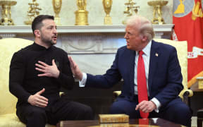 US President Donald Trump and Ukraine's President Volodymyr Zelensky meet in the Oval Office of the White House in Washington, DC, February 28, 2025. Zelensky on February 28 told Trump there should be "no compromises" with Russian President Vladimir Putin as the parties negotiate to end the war after Moscow's invasion. (Photo by SAUL LOEB / AFP)