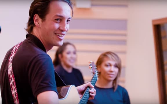 Marlon Williams with members of Te Pou Tiriao
