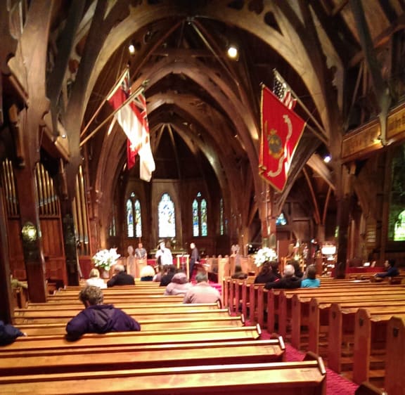 People arriving for the meeting.