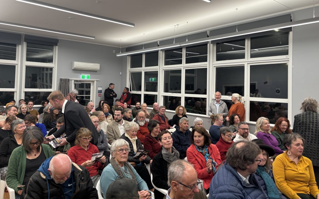 The Aro Valley community centre was packed to the rafters.