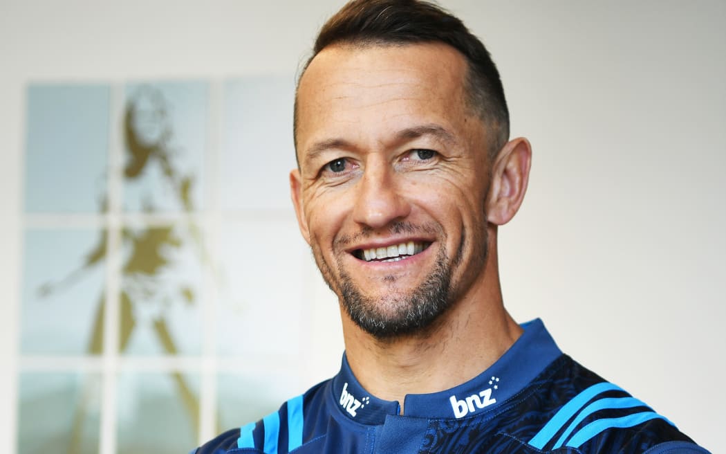 Former All Black and Blues rugby player Carlos Spencer making a comeback for the Blues at the Brisbane Global Rugby Tens.