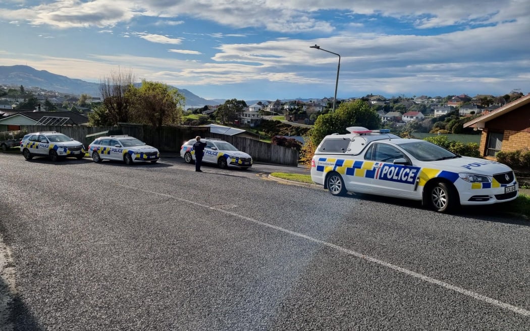 Police in the Dunedin suburb of Concord responding to reports of gunshots on 7 June 2022, which turned out to have been a vehicle backfiring.