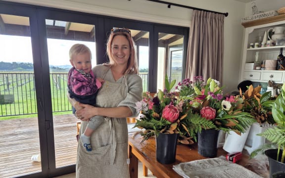 Kate Briant, The Rural Florist, with daughter Emily at home near Gisborne.