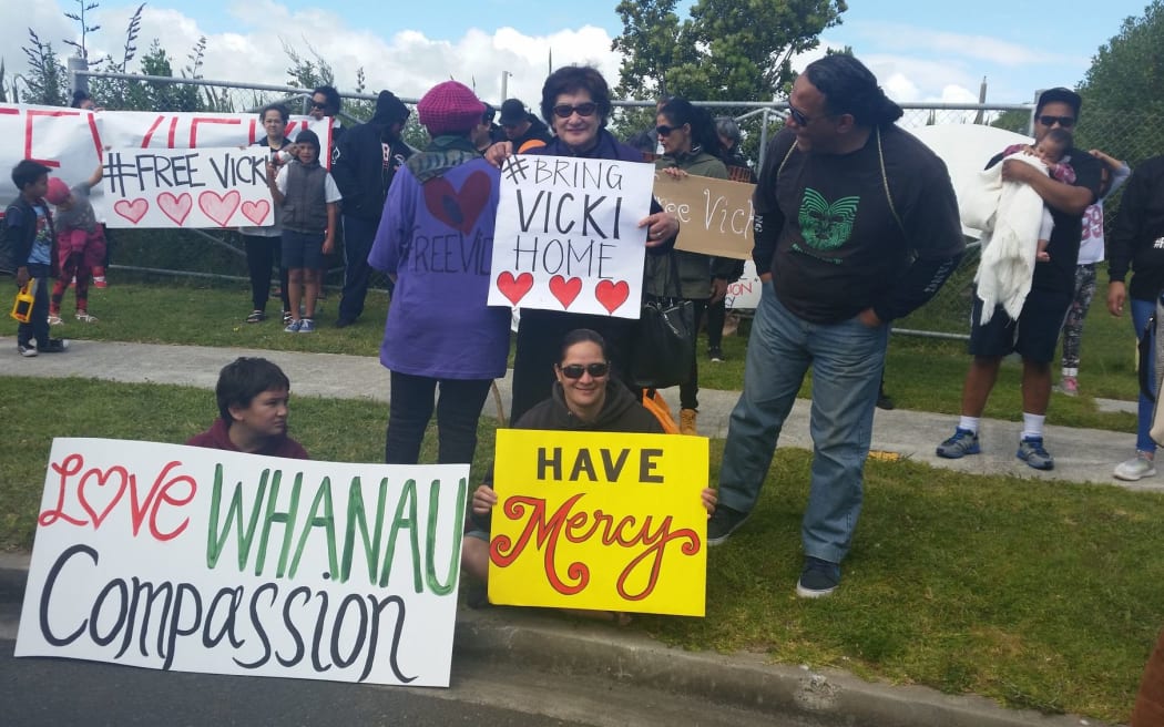 Protesters were outside the women's prison.