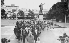 'Māori language petition, 1972', URL: https://nzhistory.govt.nz/media/photo/maori-language-petition-1972, (Ministry for Culture and Heritage)