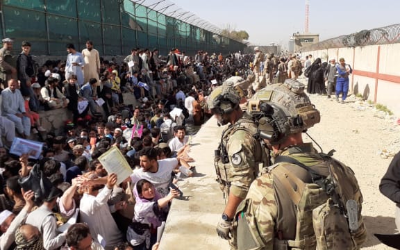 NZDF personnel at the perimeter of Hamid Karzai International Airport.