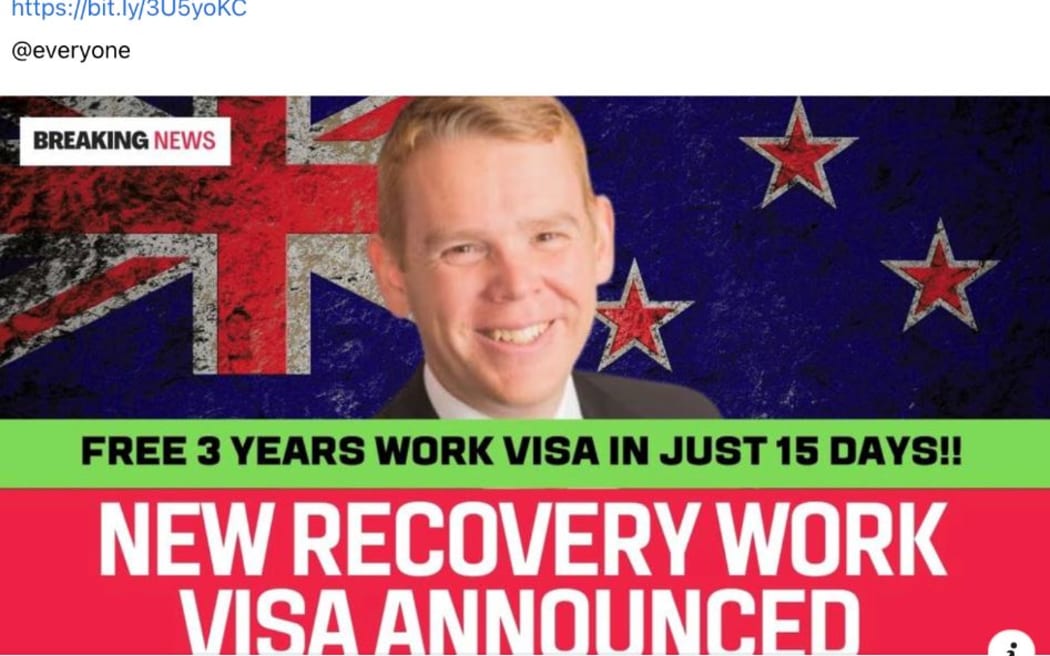 A screenshot from Facebook showing the six-month recovery visa being wrongly promoted as an open work visa for three years.