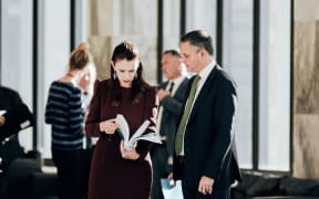 Prime Minister Jacinda Ardern with Climate Change Minister James Shaw.