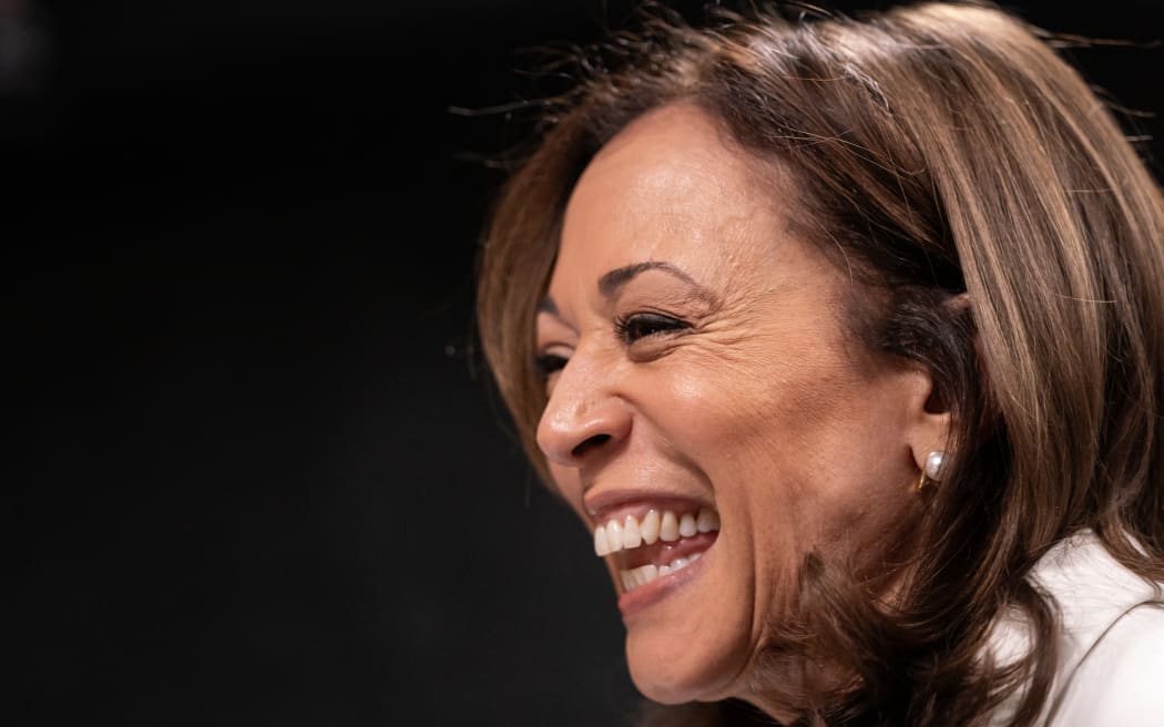 WASHINGTON, DC - JULY 19: U.S. Vice President Kamala Harris visits Smize & Dream Ice Cream shop on July 19, 2024 in Washington, DC. Harris made the stop as pressure continues to increase on President Joe Biden to end his presidential campaign.   Nathan Howard/Getty Images/AFP (Photo by Nathan Howard / GETTY IMAGES NORTH AMERICA / Getty Images via AFP)