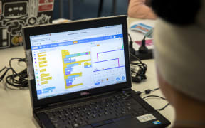 A student working on an exercise at the computer coding club in Avondale set up by Ron Amosa.