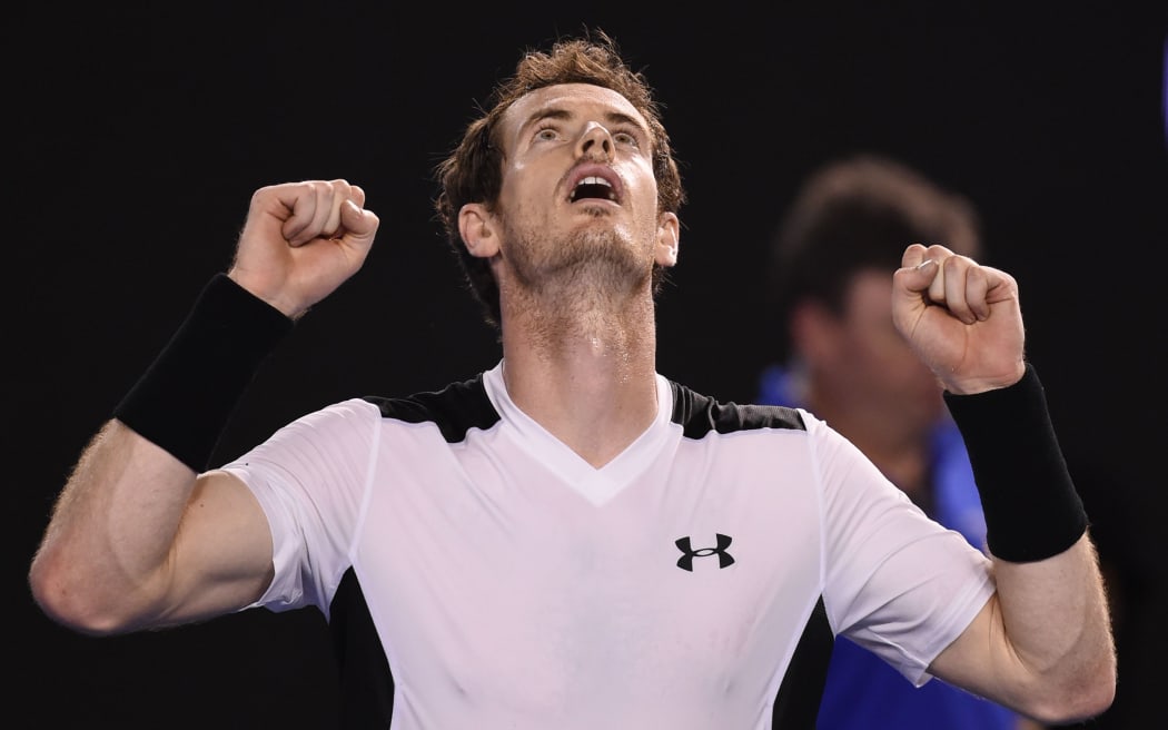 Britain's Andy Murray celebrates after beating Spain's David Ferrer.
