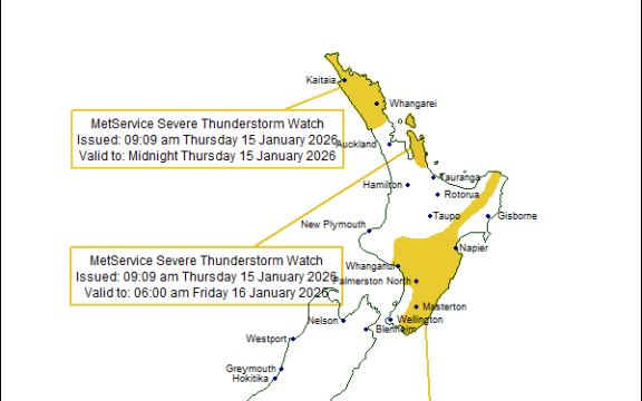 MetService meteorologist Katie Lyons says the severe thunderstorm watches may be upgraded.