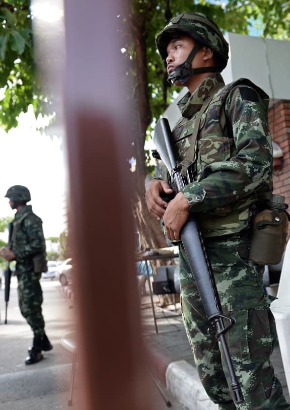 Soldiers occupied the compound of the National Broadcasting Services of Thailand.