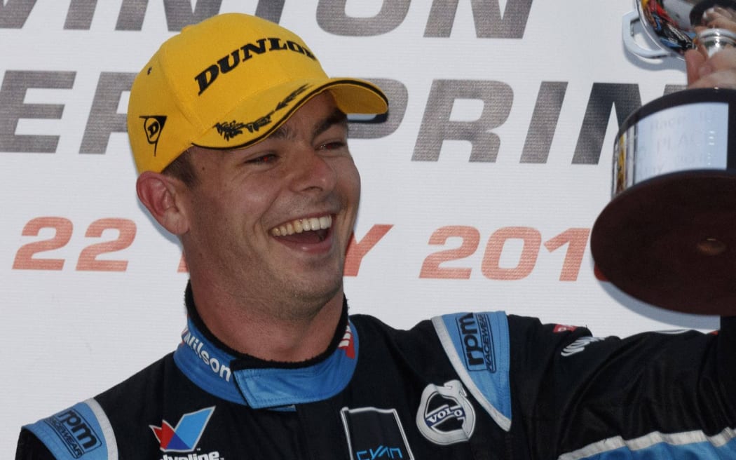 Scott McLaughlin on the Winton podium.
