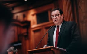 Finance Minister Grant Robertson announcing the economic package to fight Covid-19.