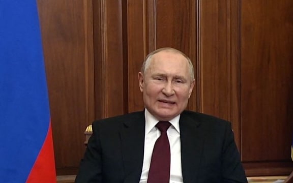 Screen shot of Russia Today (RT) news programme on Ukraine crisis on Feb 22, 2022. Britain on Wednesday Feb 23, 2022 asked media watchdog Ofcom to review the Kremlin-backed channel's broadcasts in the UK.