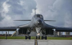 A US Air Force B-1B bomber prepared to take off from Andersen Air Force Base in Guam in August.