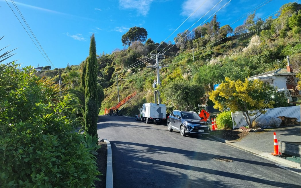 Grenville Terrace in the Tāhunanui slump zone, Nelson, part of the country's largest urban landslide.