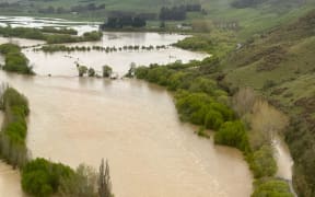 Mataura River during Southland flooding on 21-22 September 2023. Credit: Guy Dowding/High Country Helicopters