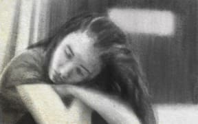 Charcoal sketch of young person in secure room care