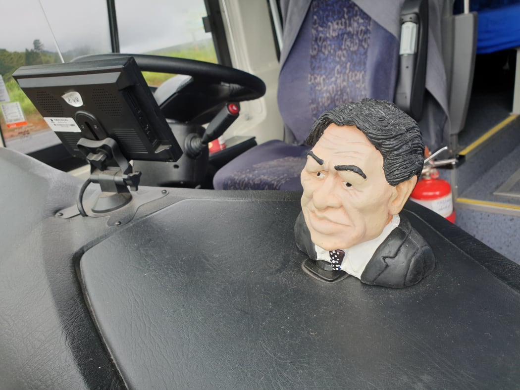 Inside the New Zealand First bus.
