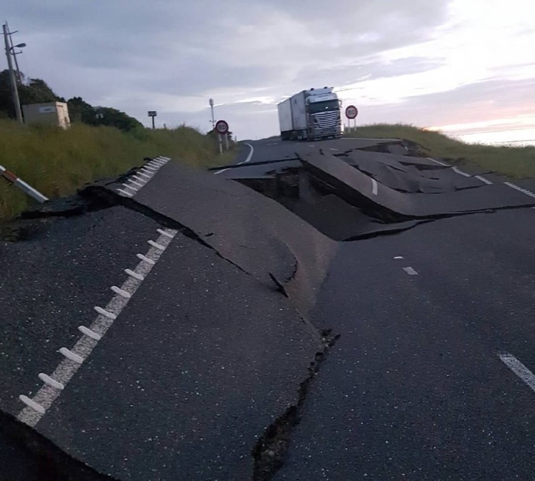 Road damage near Kaikoura