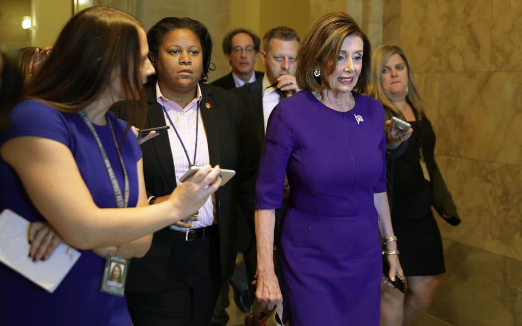 US Speaker of the House Rep. Nancy Pelosi leaves her office in Washington, DC. Speaker Pelosi said that she will make an announcement after meeting with House Democratic leaders as more Democrats have come out to urge for steps toward impeaching President Donald Trump.