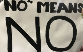 The sign that resulted in a woman being kicked out of Westpac stadium.