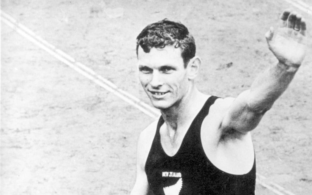 Peter Snell after winning Gold. He won Gold in both the 1500m and 800m races. Tokyo Olympic games, 1964.