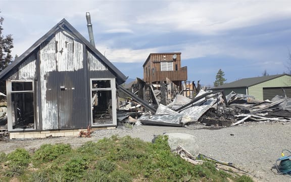 A house damaged by the fire at Lake Ohau village.