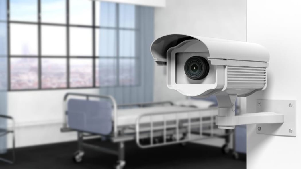 A CCTV camera in a hospital room