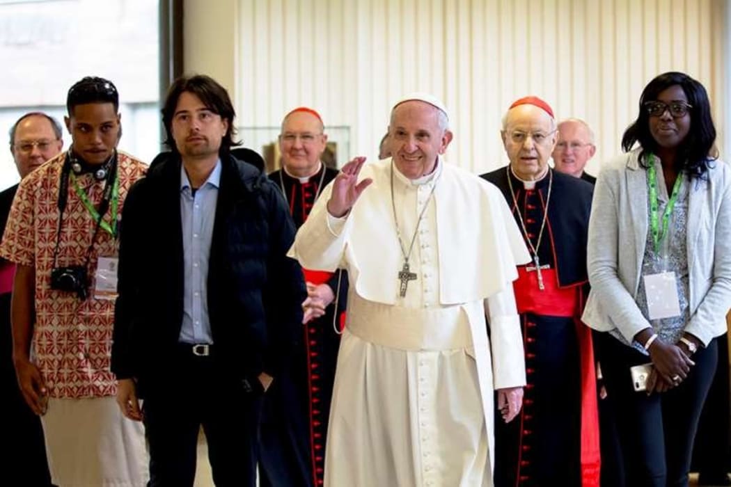 Paul Collins (second from left) with Pope Francis at the Vatican