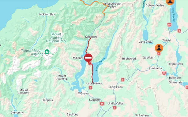 State Highway Six is still closed between Makarora and Lake Hāwea