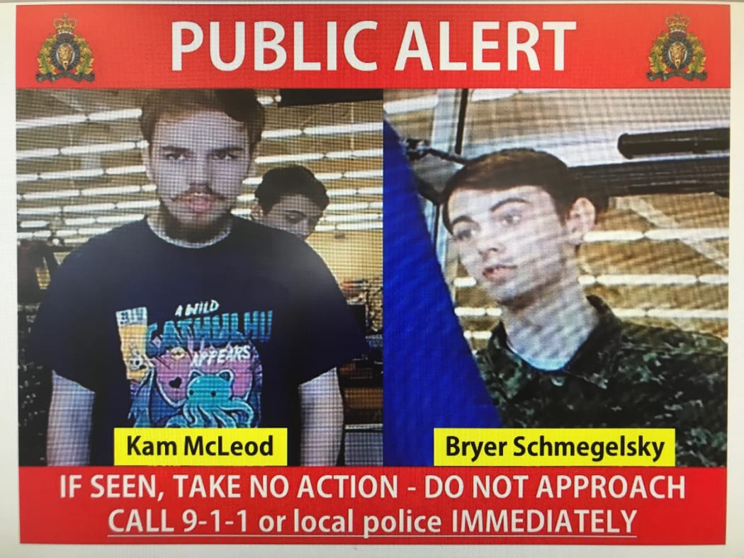 A police alert in Canada for murder suspects Kam McLeod and Bryer Schmegelsky.