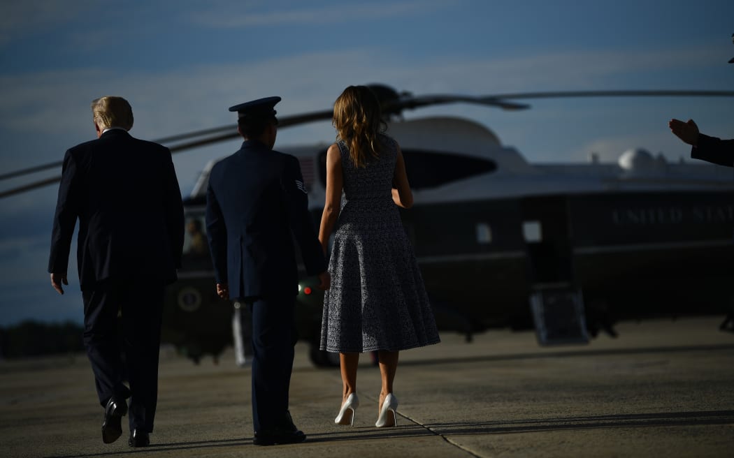 US President Donald Trump and First Lady Melania Trump return to Joint Base Andrews in Maryland on 27 May, 2020, after visiting Kennedy Space Center in Florida.