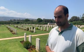 Cretan historian Apostolis Panigirakis at the Allied War Cemetery in Suda Bay.