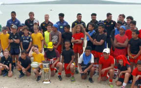 Fans and players at the launch of the Super Rugby 2020 season