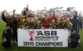 Glenfield celebrate winning the Kock Out Cup, 2015.