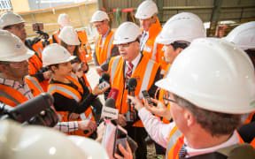 Len Brown talking to media about the City Rail Link agreement between the Auckland Council and the government.