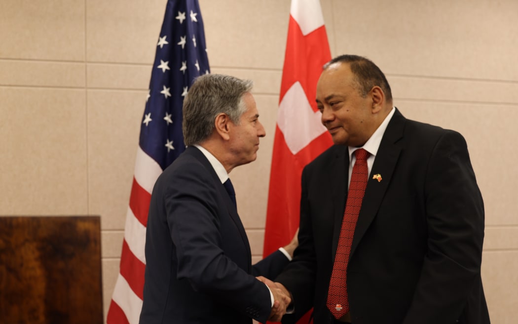 Antony Blinken at joint presser with Tonga's PM Hu'akavameiliku, 26 July