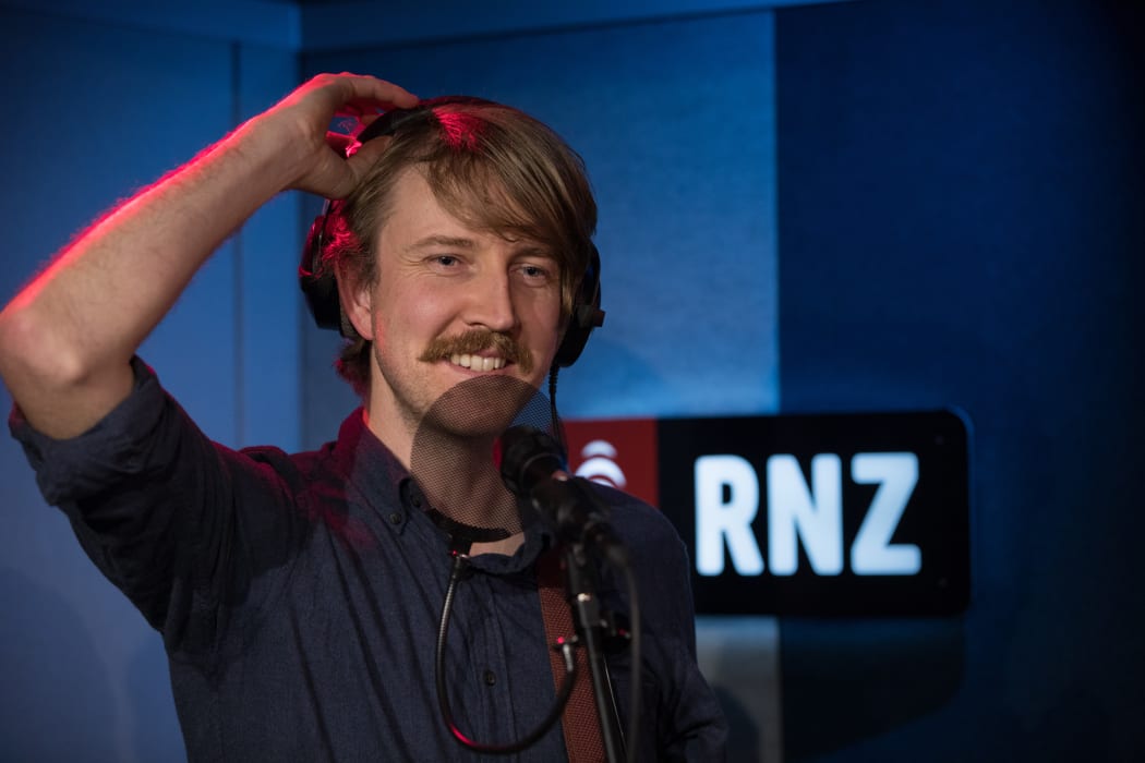 Lawrence Arabia, the artist and composer also known as James Milne, in the RNZ Auckland studio for NZ Live. 20 July 2018.