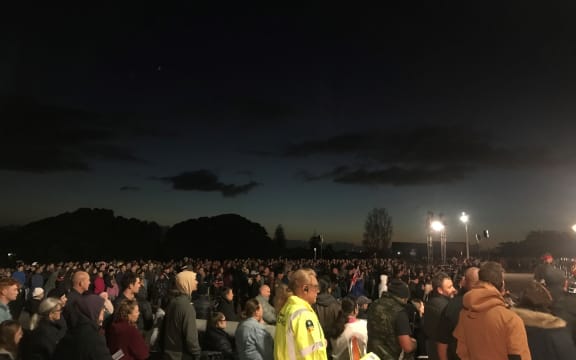 The sun rises during the dawn service in Auckland.